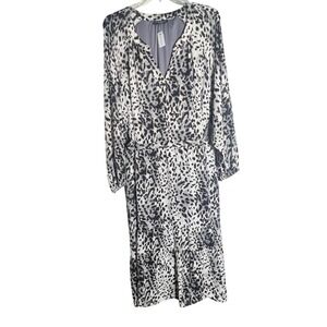 Lane Bryant Plus Size 34/36 Black White Animal Print Maxi Dress V-Neck Lined NEW